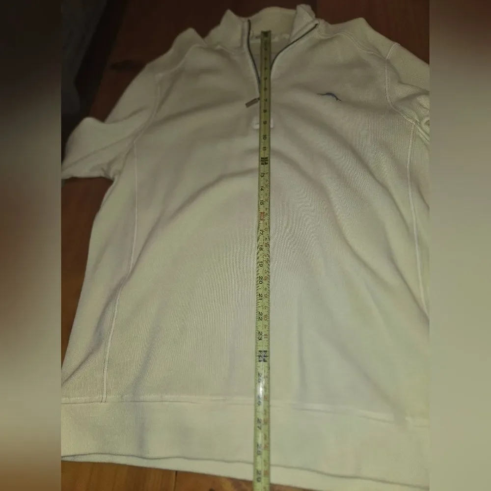 Tommy Bahama Men's Zip Up Cream Sweater Size L